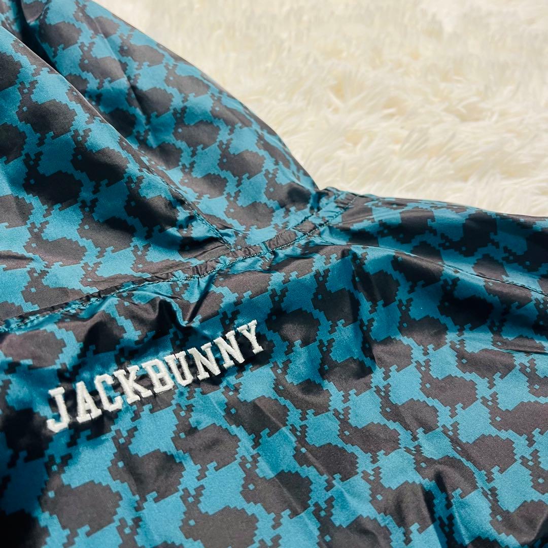 JACK BUNNY!! ラビット総柄千鳥 ナイロンジャケット 刺繍ロゴ 5 緑