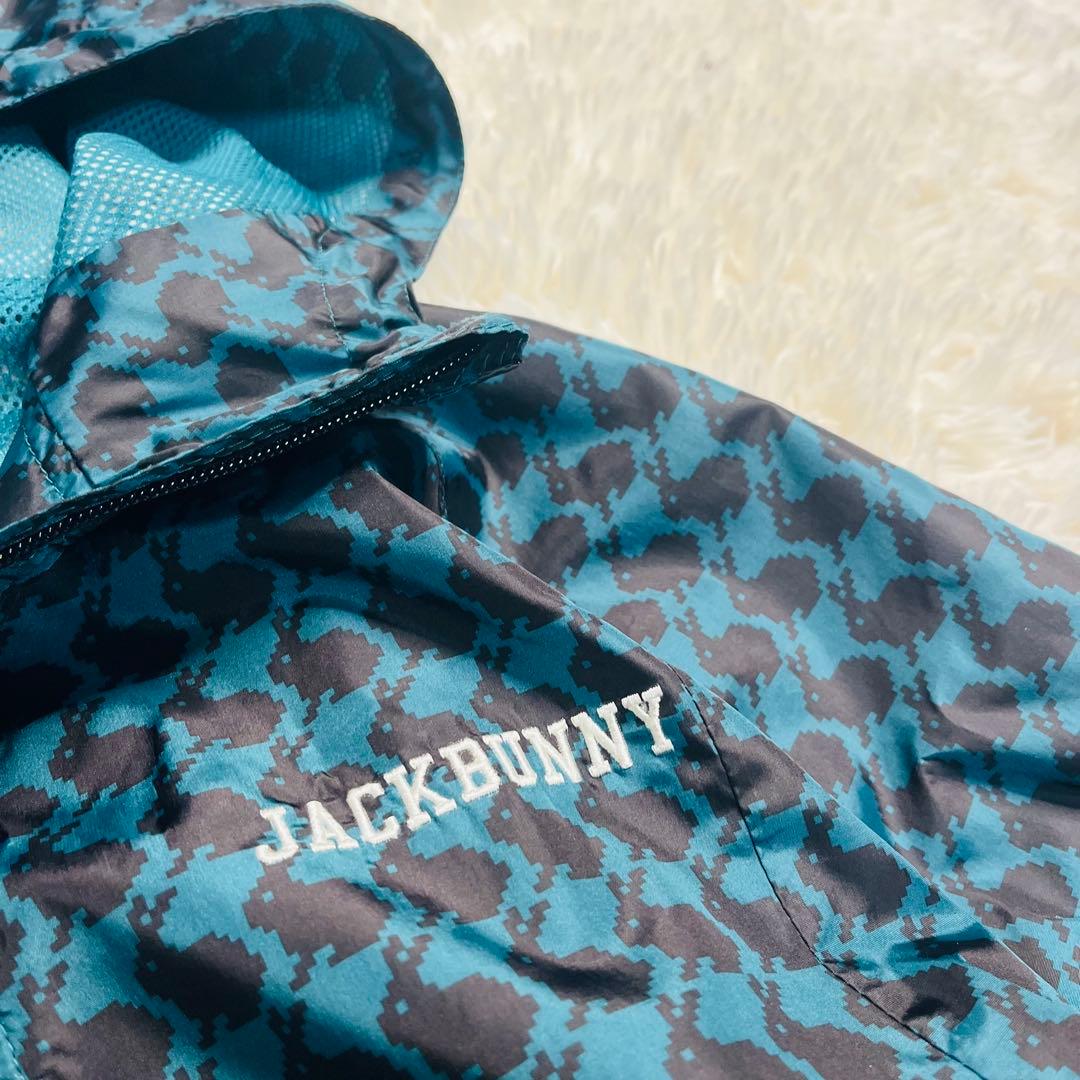 JACK BUNNY!! ラビット総柄千鳥 ナイロンジャケット 刺繍ロゴ 5 緑