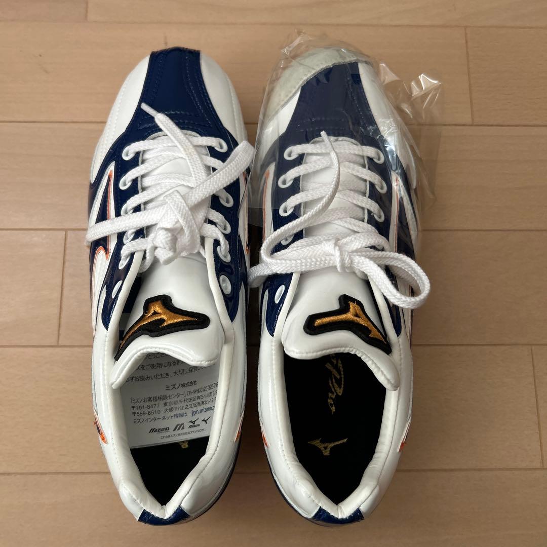 Mizuno オーダースパイクシューズ ネイビー/ホワイト　右足Pカバー付き