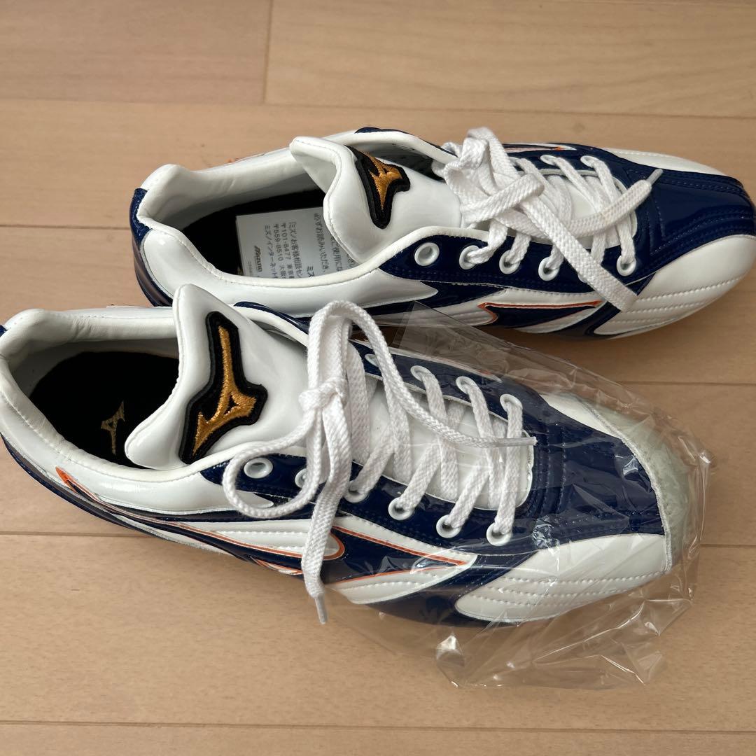 Mizuno オーダースパイクシューズ ネイビー/ホワイト　右足Pカバー付き