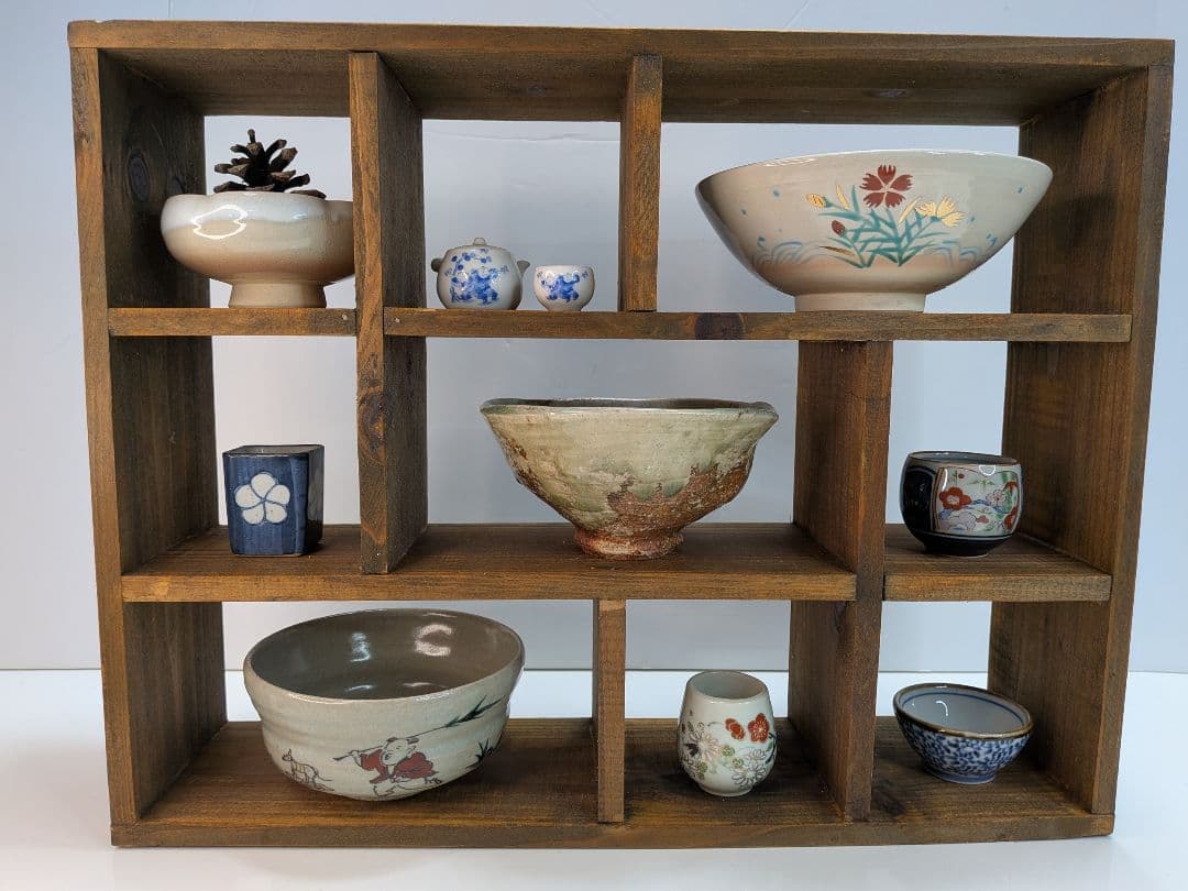 【 茶道具 】 抹茶茶碗／お猪口／急須／小鉢／木製ディスプレイ棚／オブジェ