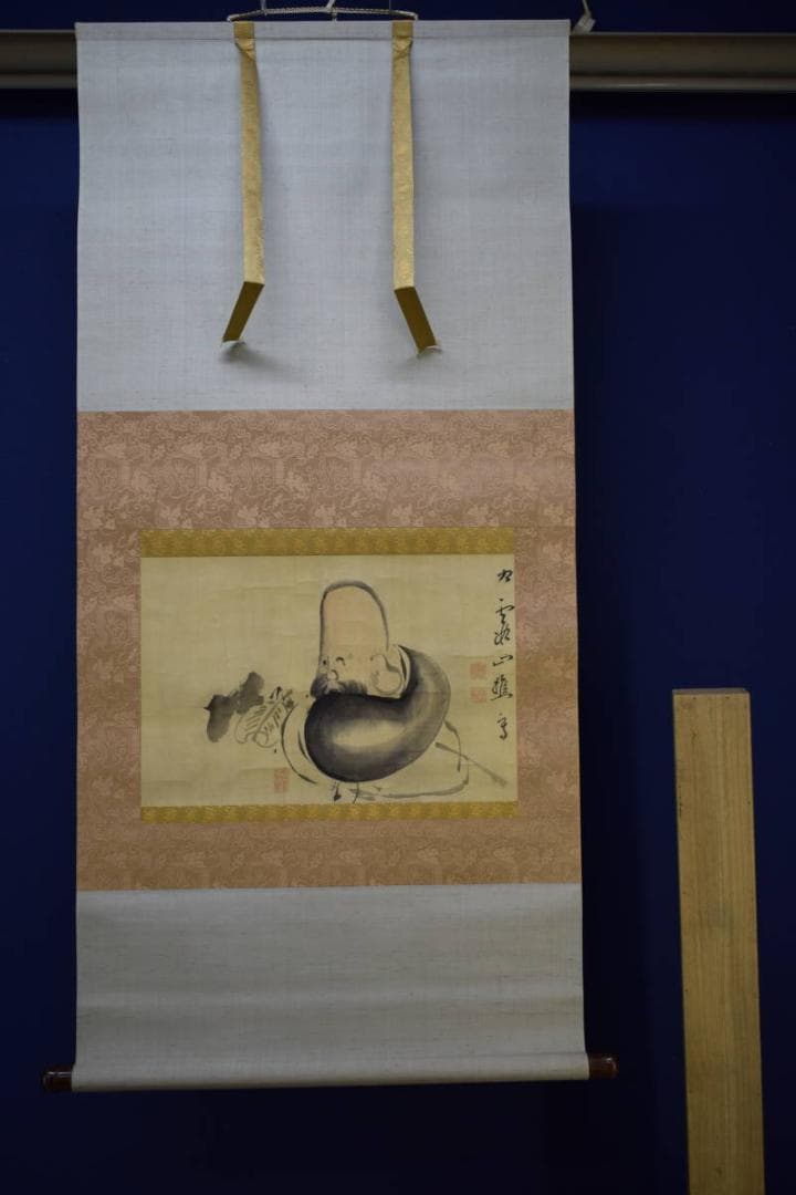 真作/池大雅/福禄寿図/軸先紫檀/布袋屋掛軸HH-378