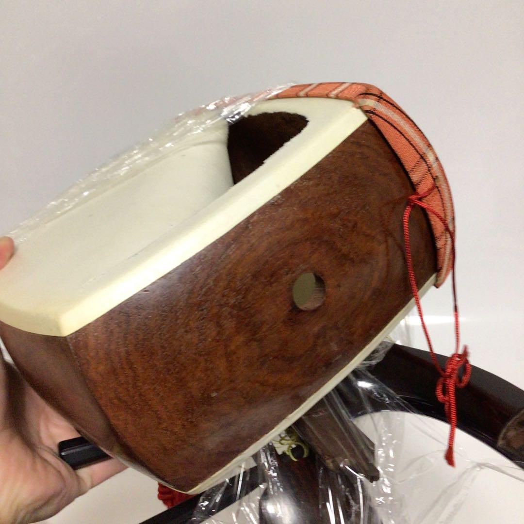 三味線 セット　紫色 布製 付属品付き　名有り　レトロ　hujimoto 35