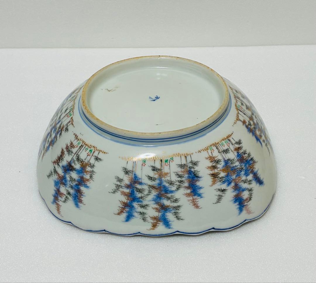 31日掲載終了 明治 香蘭社 有田焼 オールド香蘭社 色絵竹林鮎文 大鉢