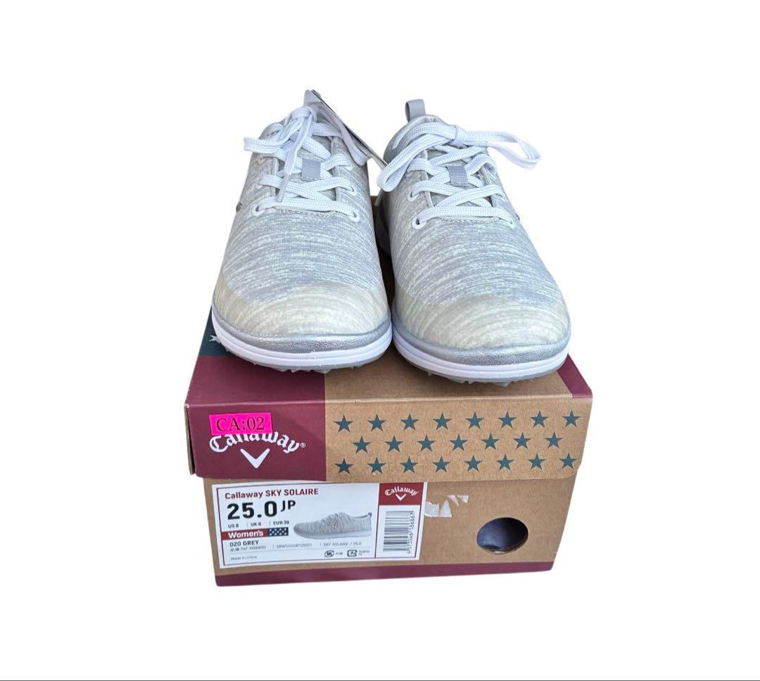 【美品】キャロウェイ レディースゴルフシューズ 軽量（スパイクレス） 25㎝