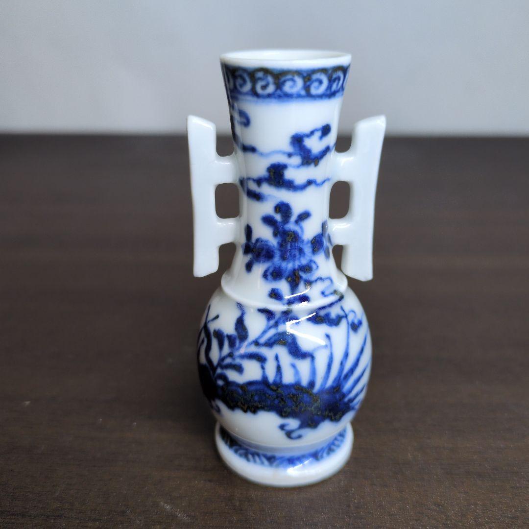 川瀬竹春 作 染付 山水漁夫文 茶巾筒＆在銘 染付 花鳥文 箸立 2点セット