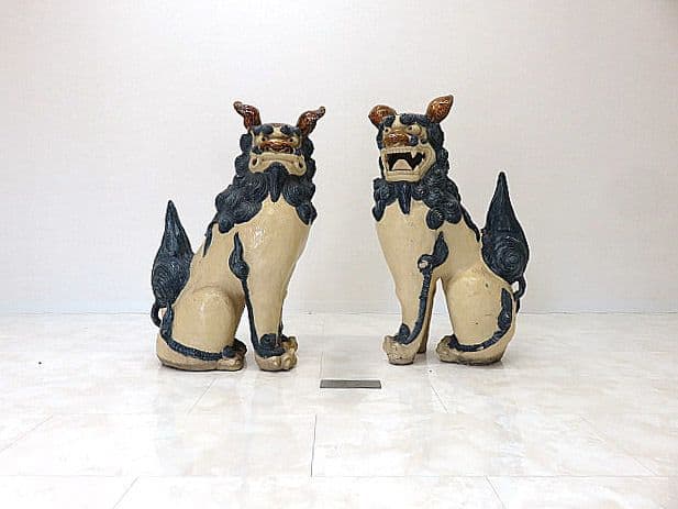 琉球焼 宮城陶房「宮城勝臣」作 大型シーサー一対 厚生労働大臣認定 現代の名工