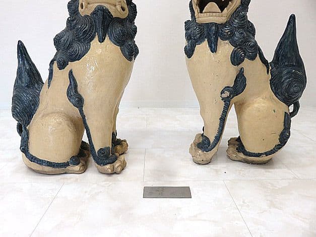 琉球焼 宮城陶房「宮城勝臣」作 大型シーサー一対 厚生労働大臣認定 現代の名工