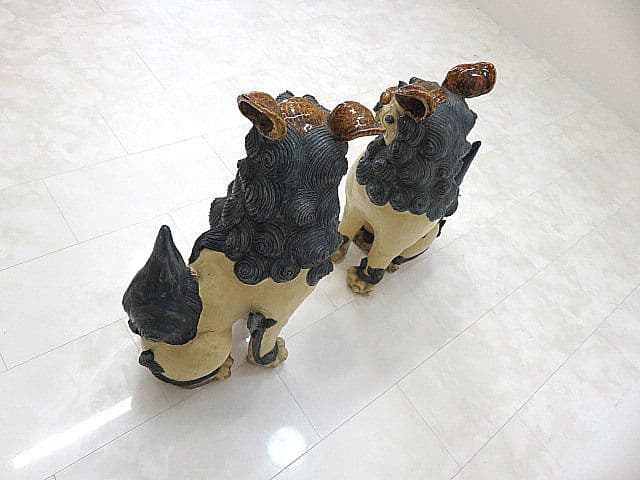 琉球焼 宮城陶房「宮城勝臣」作 大型シーサー一対 厚生労働大臣認定 現代の名工