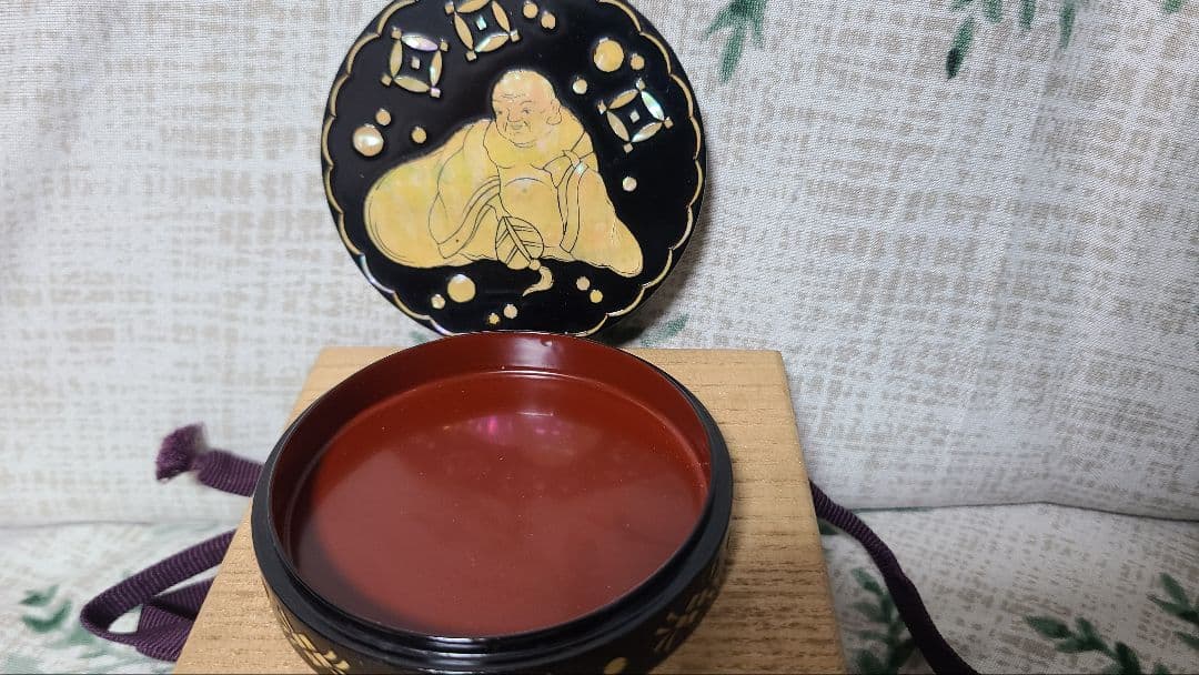 司光作　 布袋蒔絵香合 　茶道具