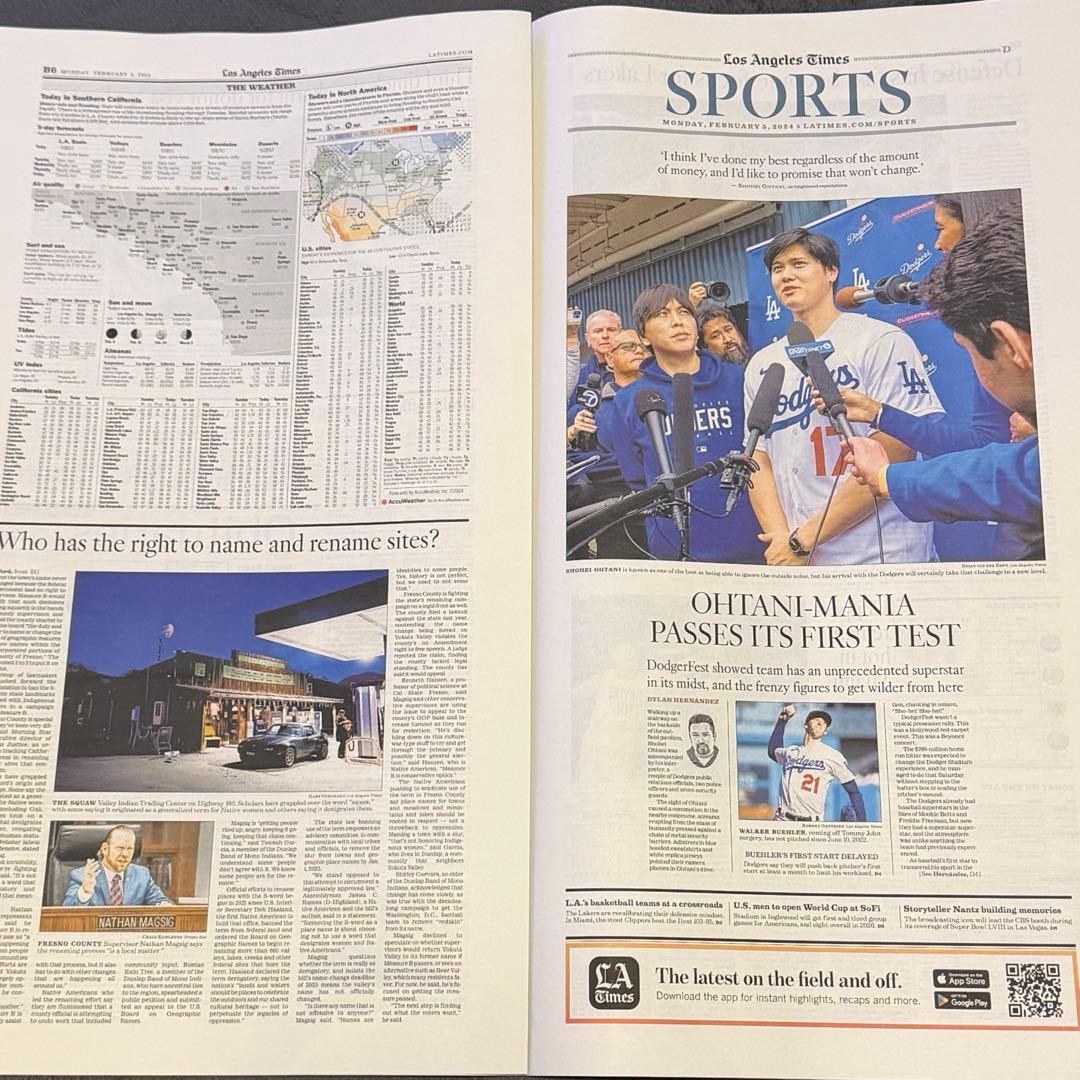 超激レア‼︎ 『 ドジャース 大谷翔平 水原一平 』 貴重なロサンゼルスタイムズ