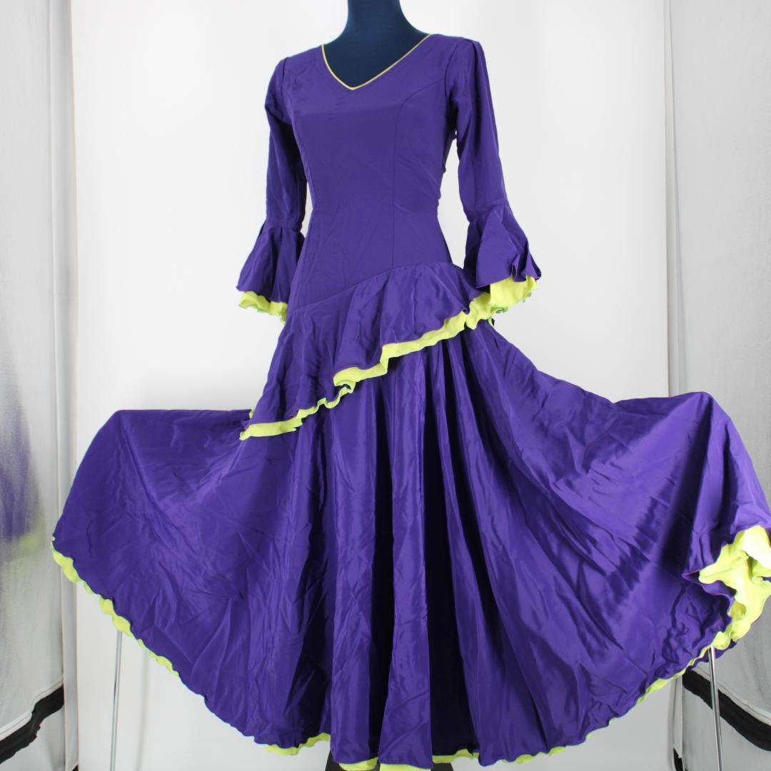【美品 フラメンコ衣装】パープル HERMOSA IBERIA ワンピース 紫