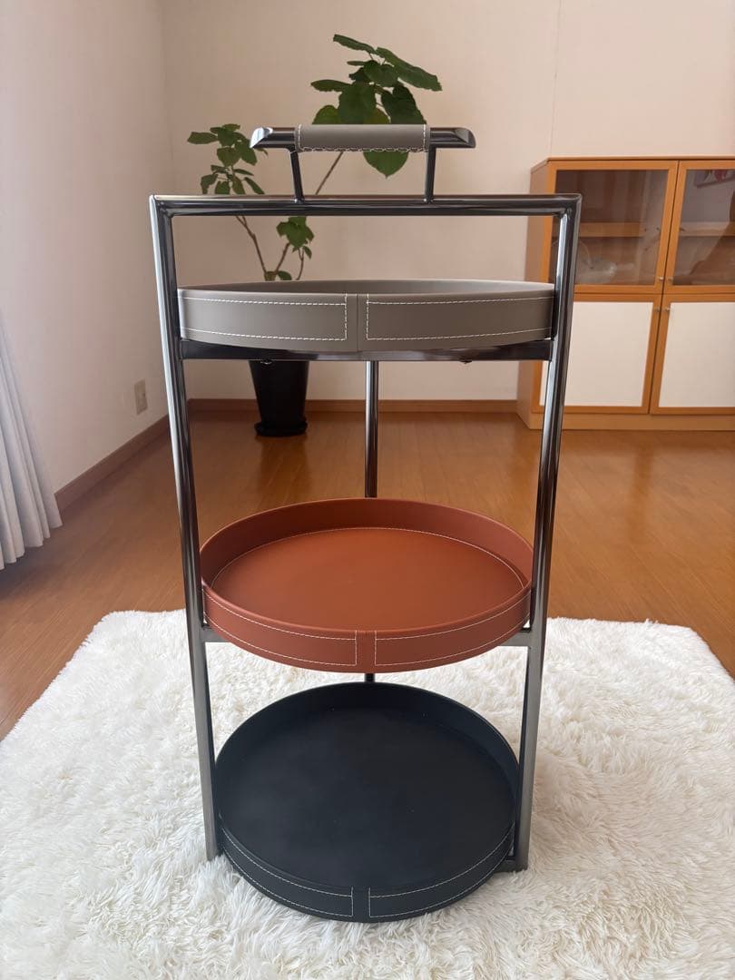 海外輸入　3段ワゴン　キャスター付き　収納ラック　グレー/ブラウン/ブラック