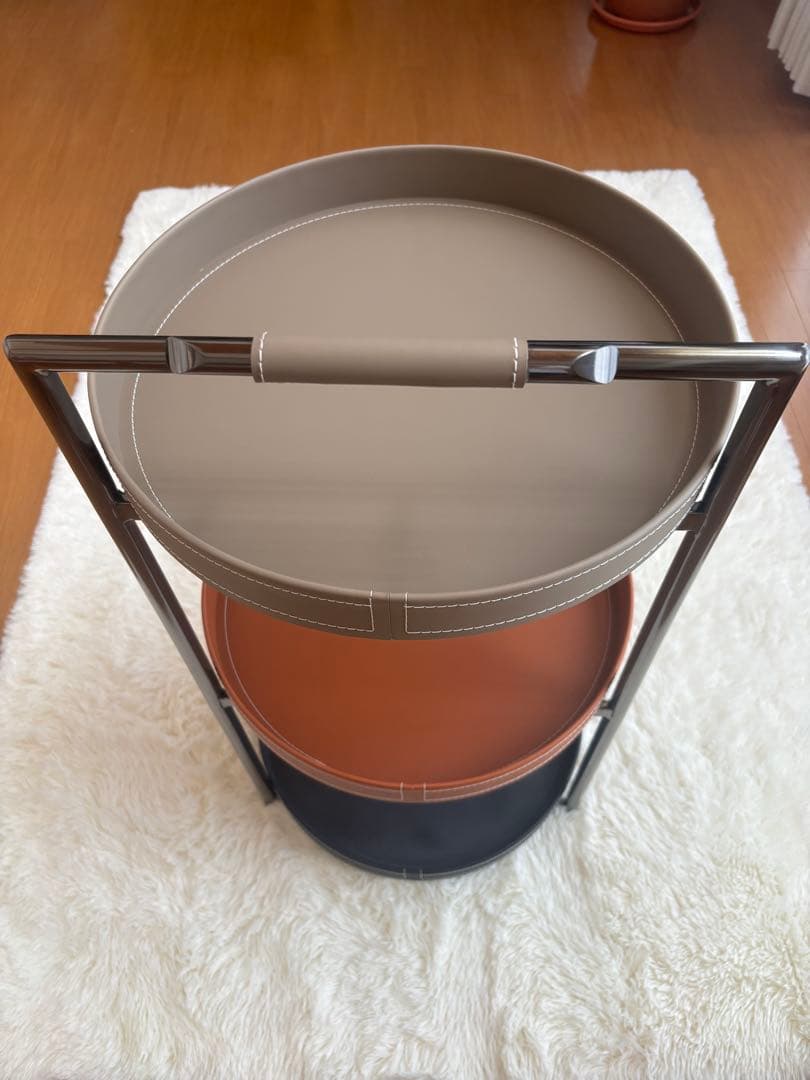 海外輸入　3段ワゴン　キャスター付き　収納ラック　グレー/ブラウン/ブラック