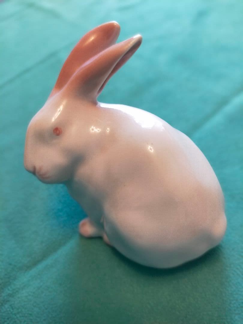 ヴィンテージ　ロイヤルコペンハーゲン　ホワイトラビット　フィギュア　ピンクアイズ