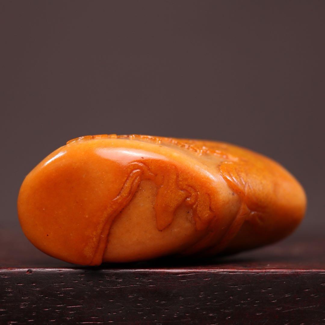 【逸品】　文房具旧蔵　印鑑田黄石 アンティーク 「依松観景」手彫り