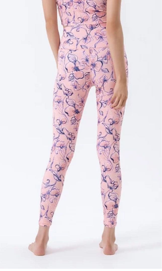 SUKALA フラワープリントレギンス　lava リントスル　サーモンピンク