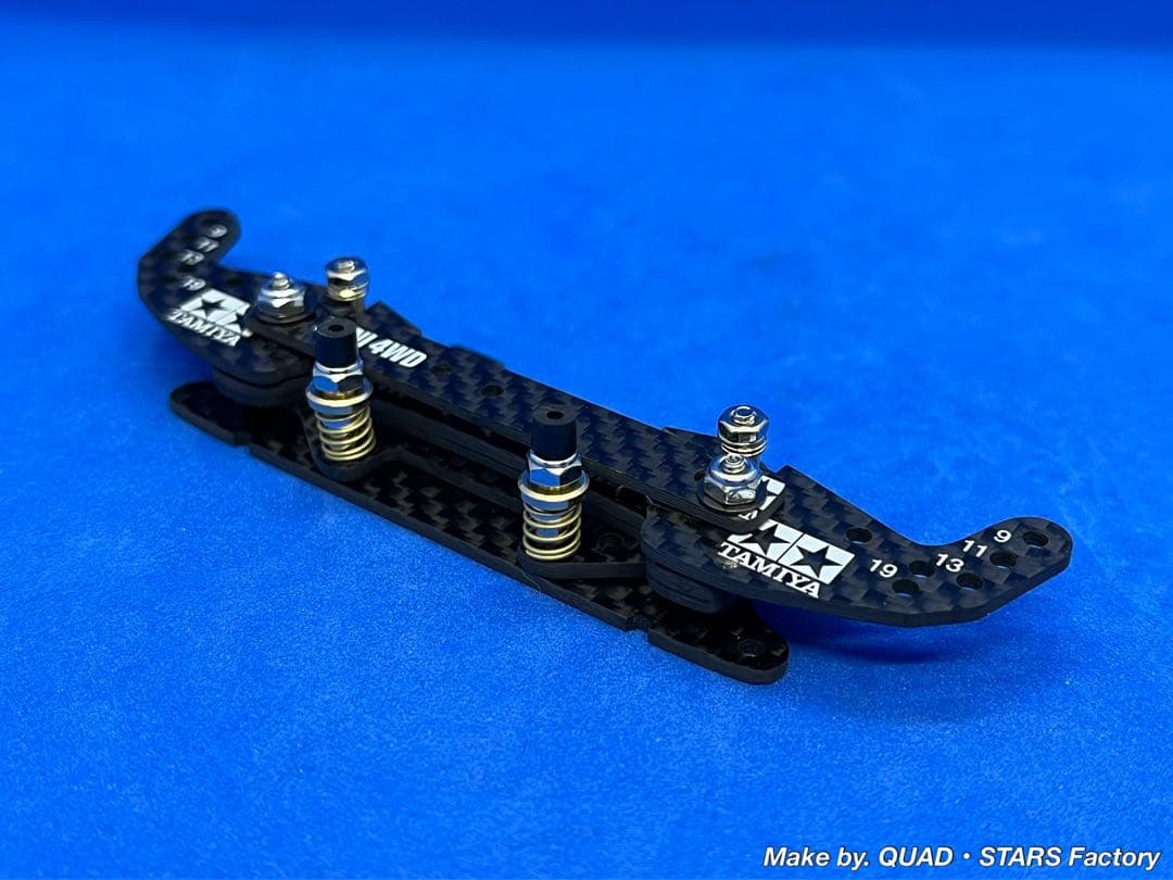 【ミニ四駆・MS用】2軸ATピボットバンパー　ホワイトプリント／フルカーボン