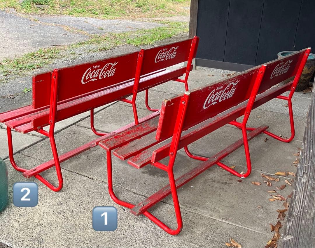 Coca-Cola コカコーラ 木製 アウトドア ベンチ レトロ 椅子 長椅子