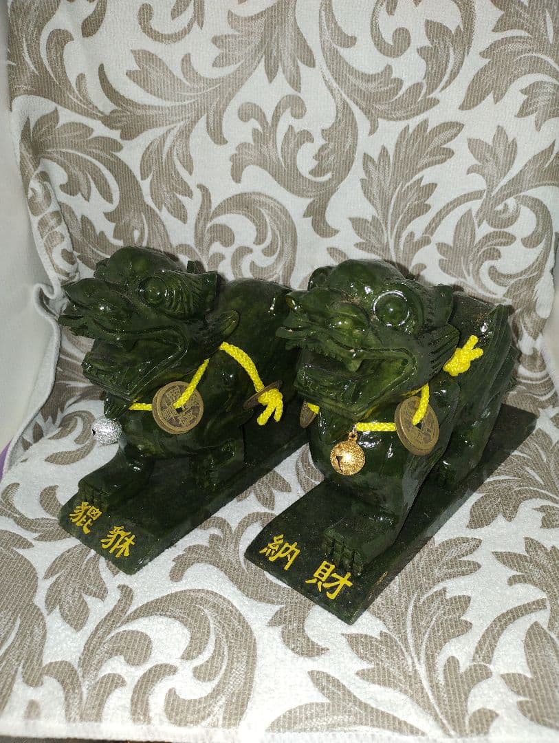 貔貅の置物！！ 雄と雌のニ体セット！！古銭&鈴のカスタム済み