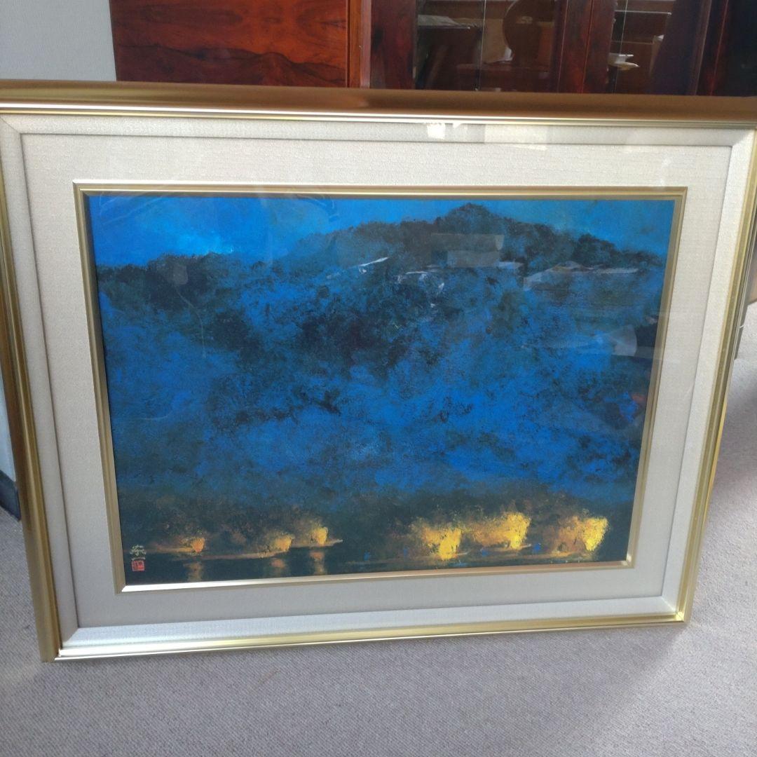 加藤東一作「漁火」（美術複製）