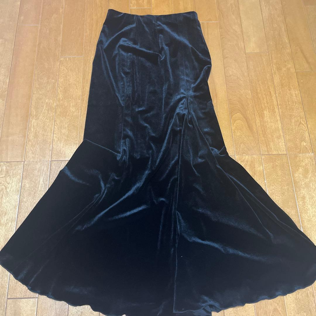 SONIA JOHNES 黒 ベルベット フレアスカート