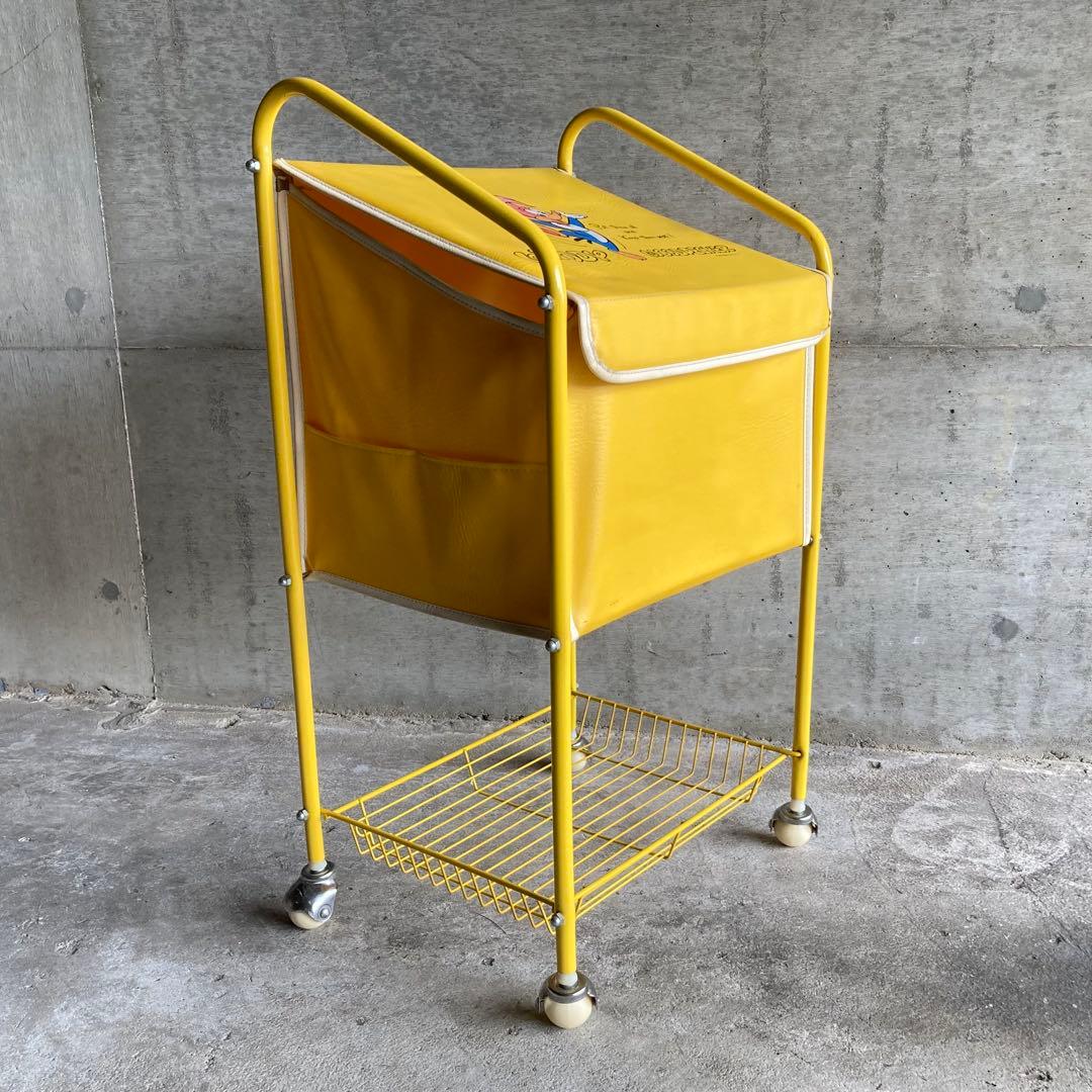 ウッドペッカー ワゴン カート ラック カゴ 収納 黄色 ポップ レア レトロ