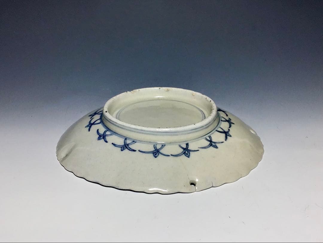 まーくん「藍九谷」雪輪瑞雲文雪輪形皿