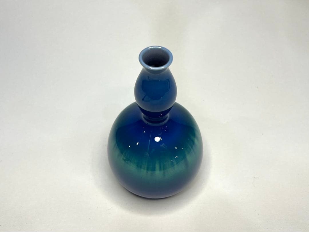 【人間国宝】三代 徳田八十吉 燿彩 花生 約15.5cm 金彩銘