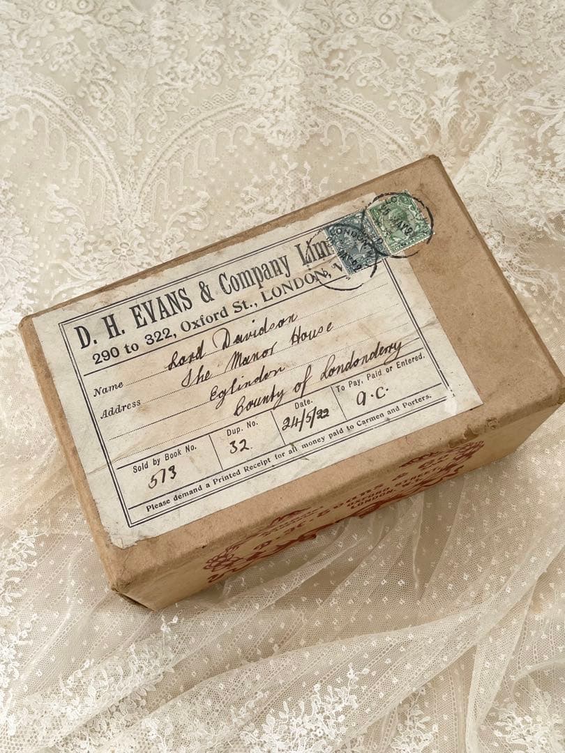 アンティークイギリスウェディング花冠ティアラ布花ガーランド紙箱紙もの