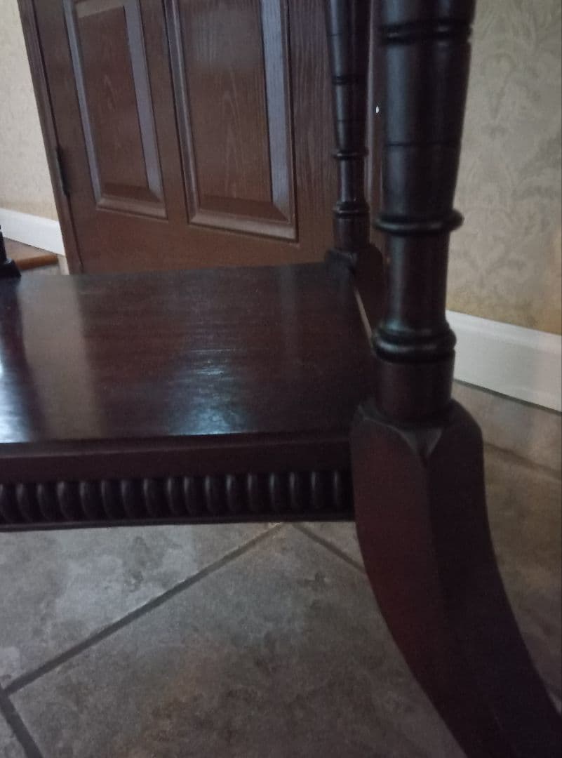 アンティーク1920年代頃 猫足フォルム 八角形ダークブラウン木製テーブル