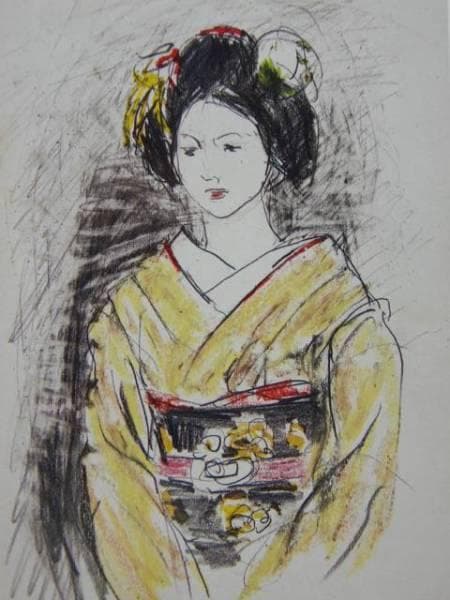 鬼頭　鍋三郎、B、希少な画集より、新品高級額装付、状態良好