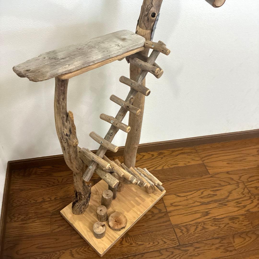 バードアスレチック・バードジム・タワー型・止まり木・流木・ハンドメイド