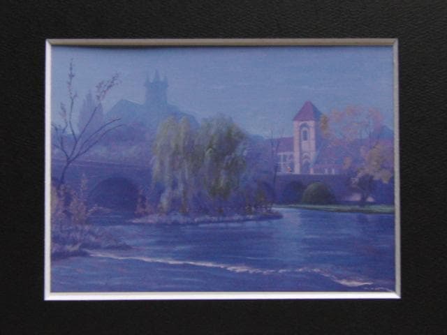 飯田祐三、モレー風景、希少な画集より、新品高級額、額装付、状態良好