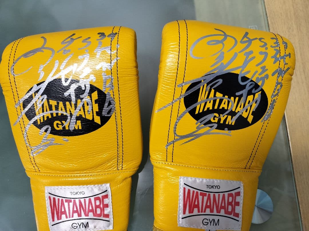 WBA世界スーパーフェザー級チャンピオン、内山高志練習用実使用グラブ直筆サイン