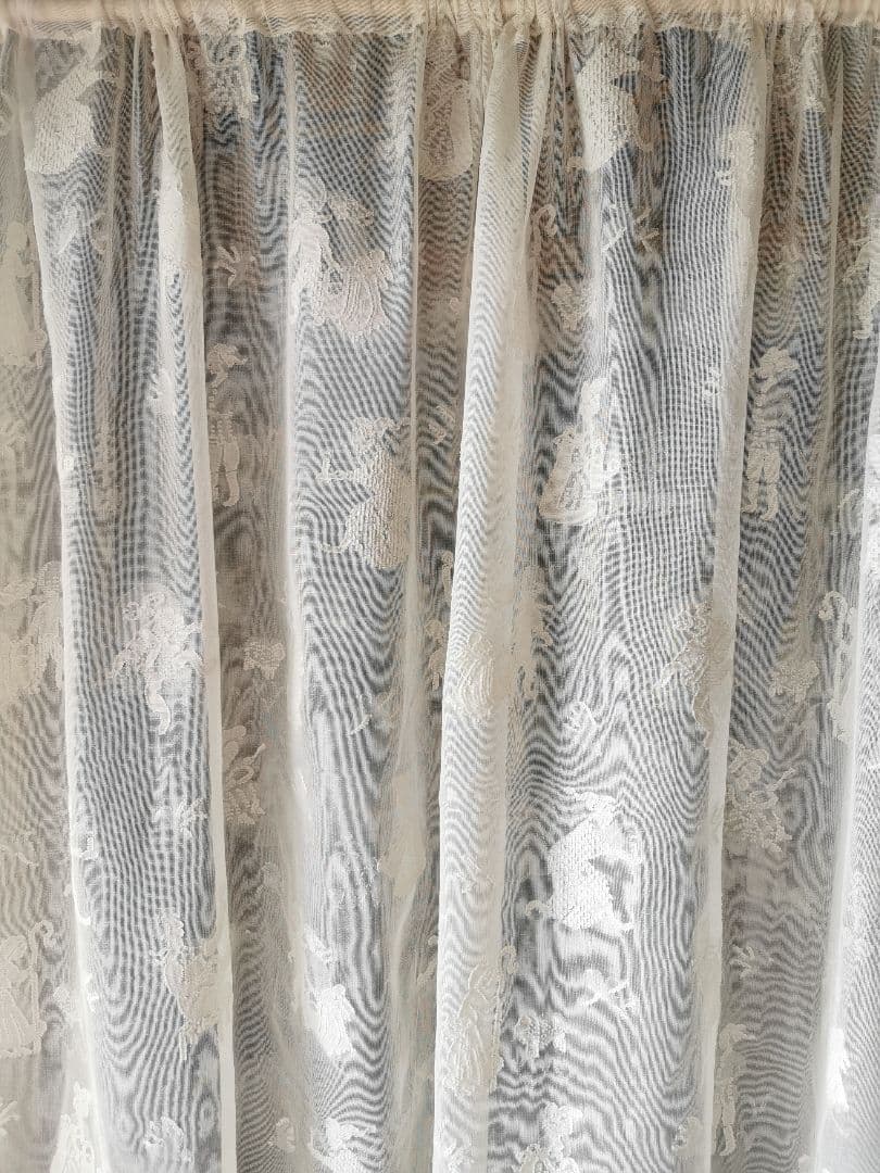 アンティーク お伽話 童話 マドラスレース幅広カーテンパネル ナーサリーライム