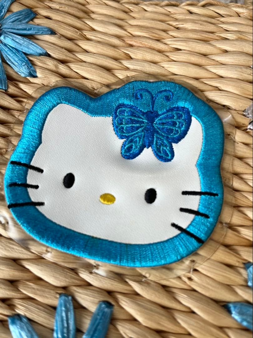 激レア ハローキティ カゴバッグ バタフライ　蝶々　レトロ　青