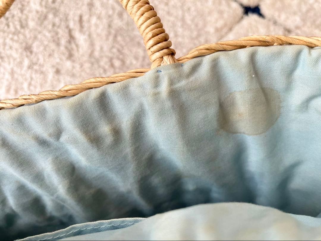 激レア ハローキティ カゴバッグ バタフライ　蝶々　レトロ　青