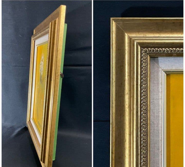 サインあり・綾乃油彩『花』F4号額付