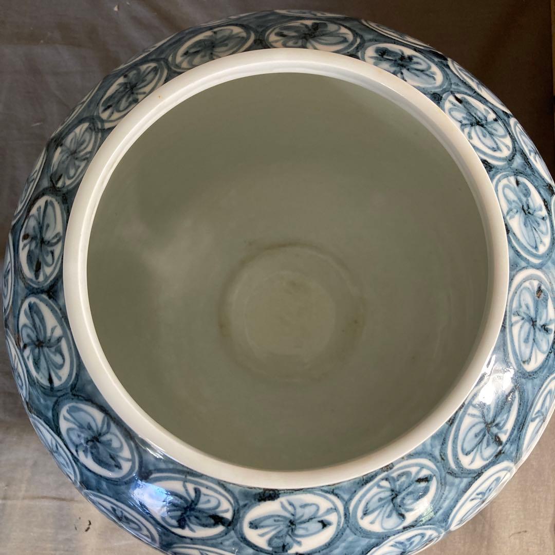 【青木龍山】文化勲章受章　日本芸術院会員　名窯　青木龍山作　染付丸花丸紋　花瓶