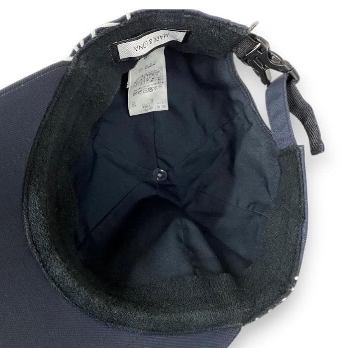 超美品 マーク＆ロナ 日本製 ロゴ刺繍 キャップ 帽子 ゴルフ ネイビー