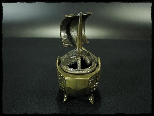守護 剛章 宝船 香炉 古銅 高岡銅器 茶道具 f7