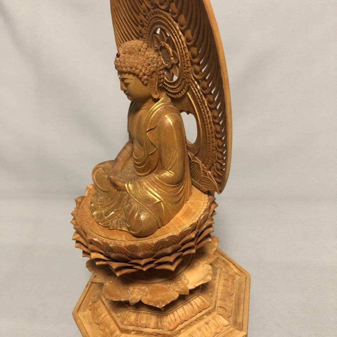 白檀　金泥書　座弥陀　仏像