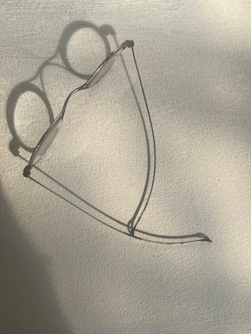 フランス　アンティーク　オーバル型　丸メガネ　Xブリッジ　おまけケース