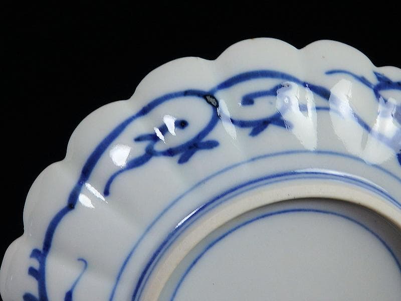 大聖寺伊万里　金襴手　輪花形　紋章の図　５寸皿　D174AS-fbda