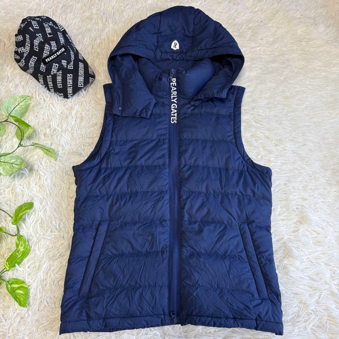 【パーリーゲイツ】美品 ダウンジャケット ネイビー 4サイズ メンズ 4way