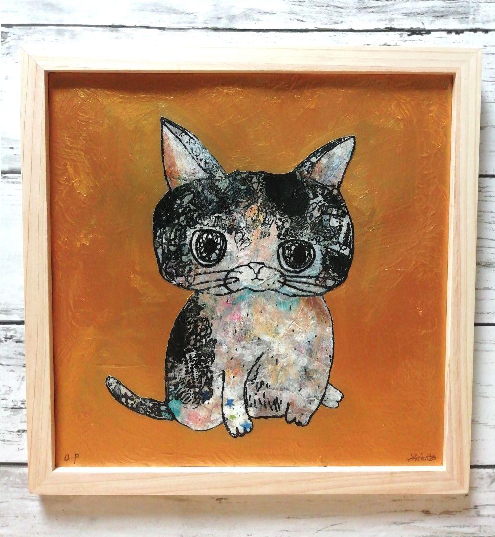 売約済み　依頼者購入優先作品2 猫の額付き銅版画　title「センチメンタル猫」