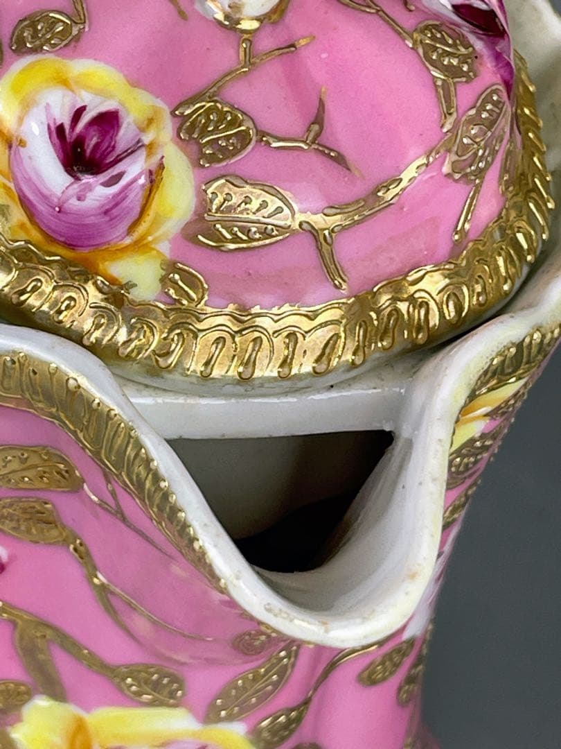 【専用】オールドノリタケ 金盛り 薔薇紋 ピンク ゴールド チョコレートポット