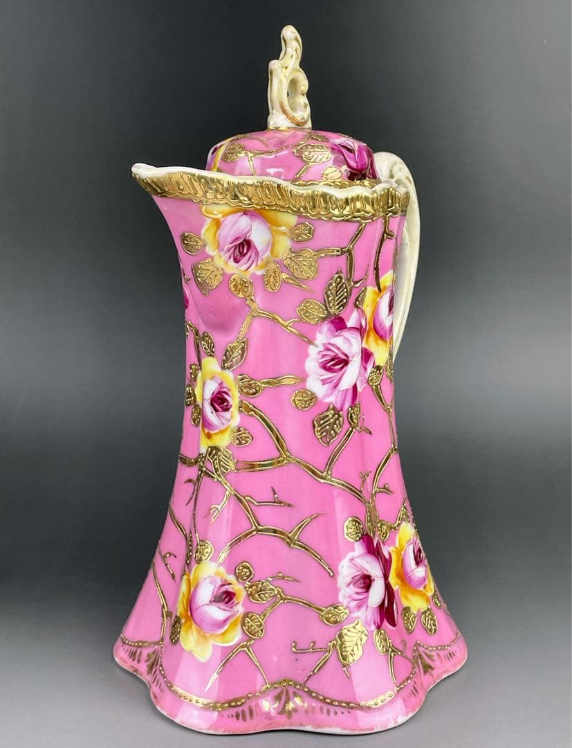 【専用】オールドノリタケ 金盛り 薔薇紋 ピンク ゴールド チョコレートポット