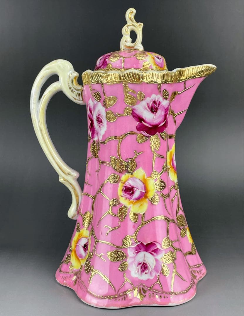 【専用】オールドノリタケ 金盛り 薔薇紋 ピンク ゴールド チョコレートポット